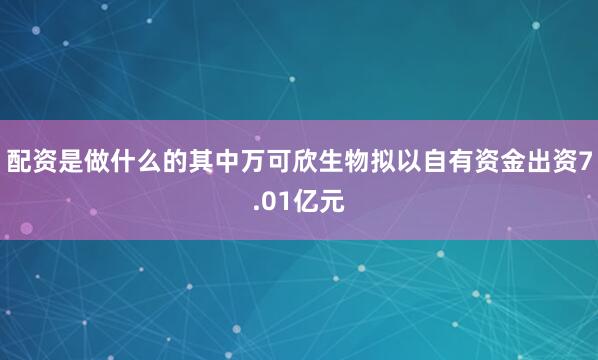 配资是做什么的其中万可欣生物拟以自有资金出资7.01亿元